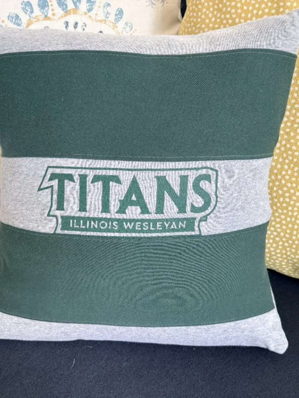 Illinois Wesleyan University reworked sweatshirt throw pillow cover dorm decor
